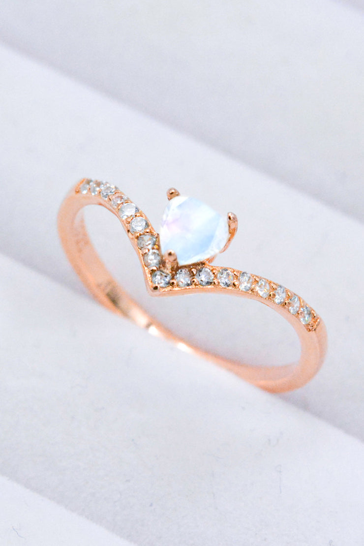 Moonstone Heart-Shaped Ring - Ruby's Fashion