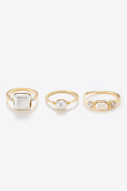 Pearl 18K Gold-Plated Ring Set - Ruby's Fashion