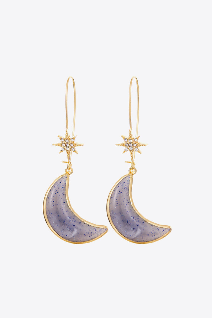 Resin Moon Drop Earrings - Ruby's Fashion