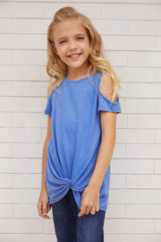 Girls Cold-Shoulder Twist Front T-Shirt - Ruby's Fashion