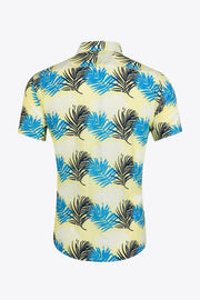 Tropical Pattern Button-Up Collared Beach Shirt