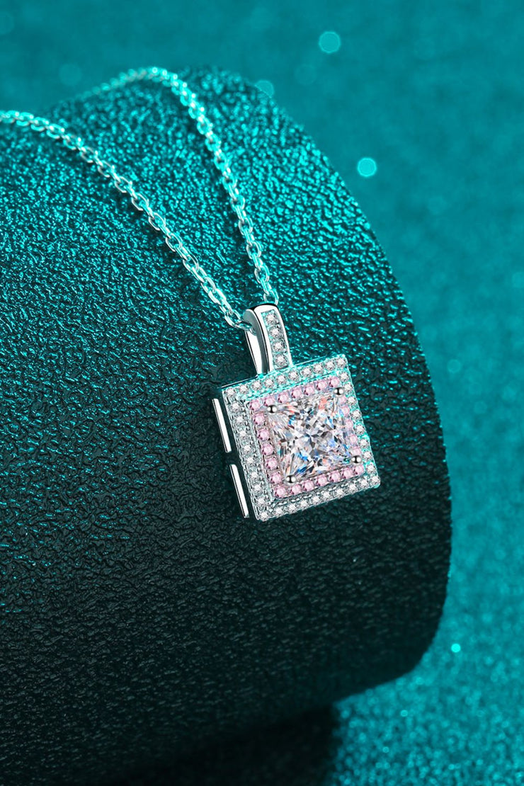 1 Carat Moissanite Square Pendant Chain Necklace - Ruby's Fashion