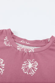 Girls Dandelion Print Round Neck Tee - Ruby's Fashion