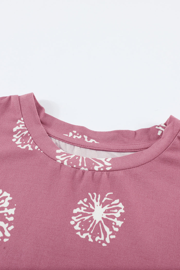 Girls Dandelion Print Round Neck Tee - Ruby's Fashion