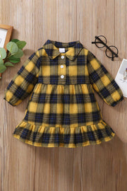 Girls Plaid Ruffled Shirt Dress - Ruby's Fashion