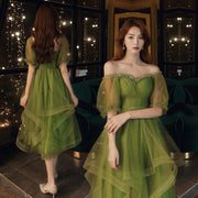 Womens New Green Texture Temperament Bridesmaid Dress - Ruby's Fashion