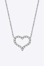 1 Carat Moissanite Heart Pendant Chain-Link Necklace - Ruby's Fashion