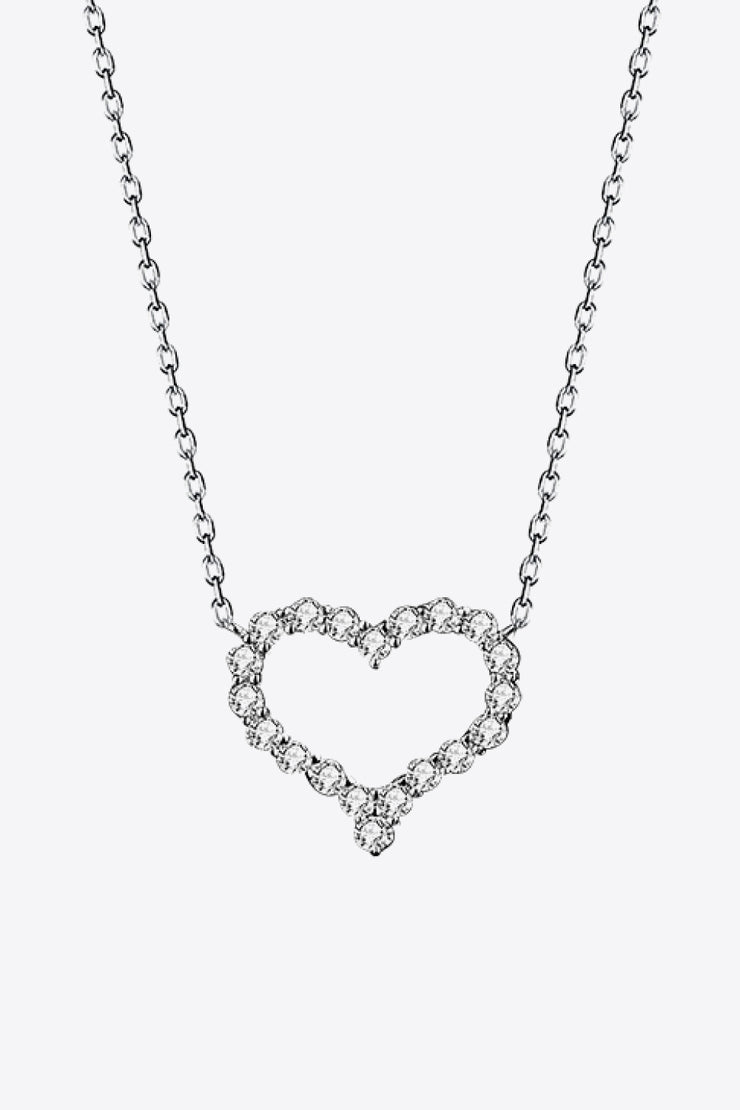 1 Carat Moissanite Heart Pendant Chain-Link Necklace - Ruby's Fashion