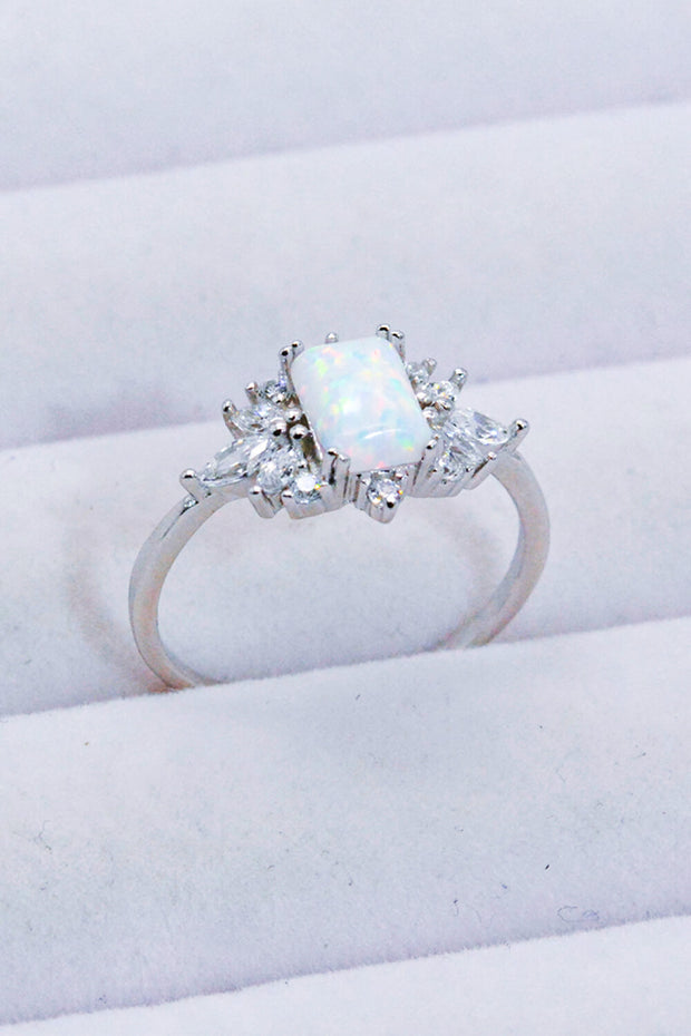 925 Sterling Silver Zircon and Opal Ring - Ruby's Fashion