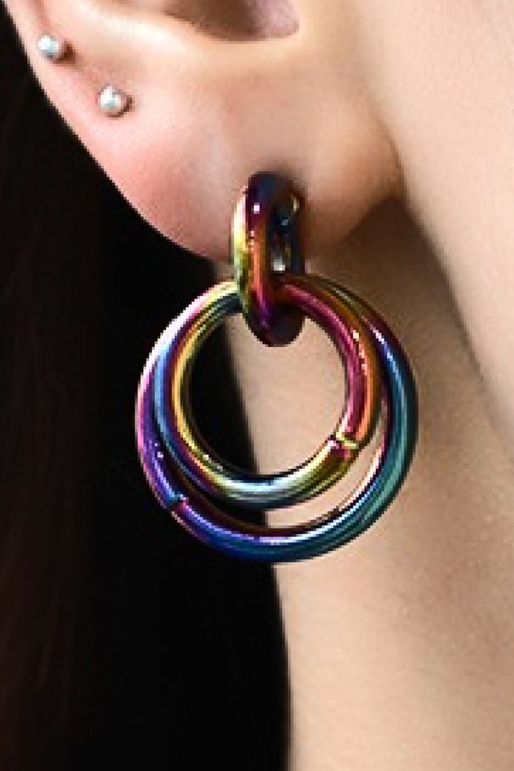 Multicolored Double Hoop Earrings - Ruby's Fashion