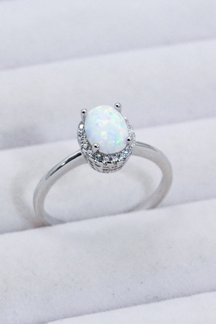 925 Sterling Silver 4-Prong Opal Ring - Ruby's Fashion