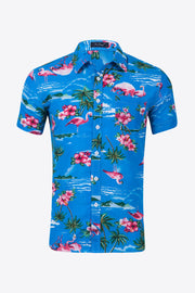 Tropical Print Button-Up Beach Shirt