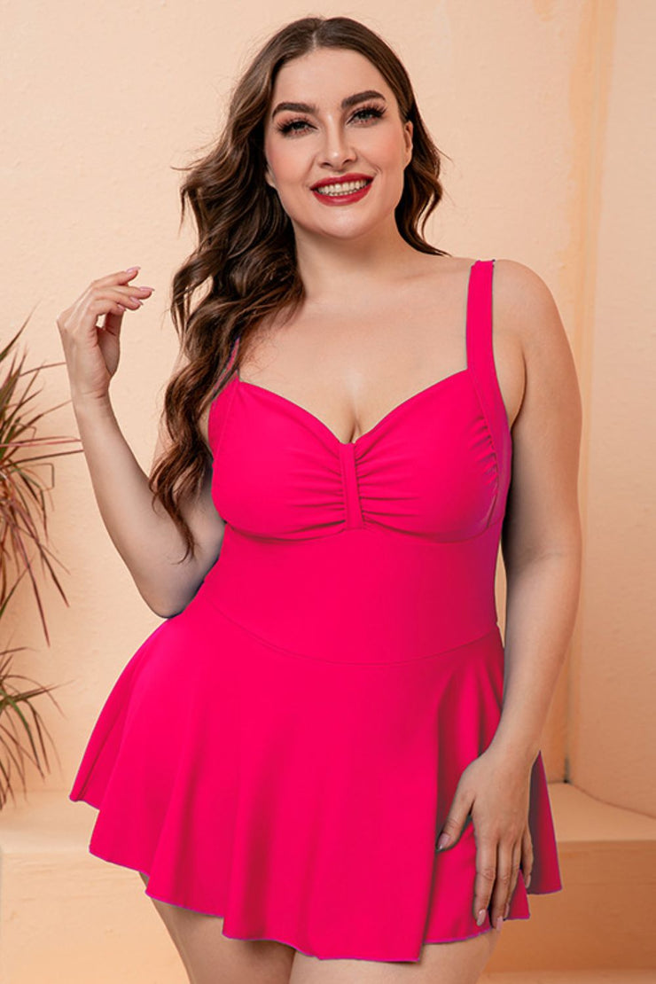 Full Size Gathered Detail Swim Dress - Ruby's Fashion