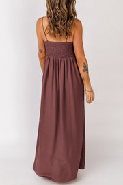 Smocked Crochet Adjustable Strap Maxi Dress - Ruby's Fashion