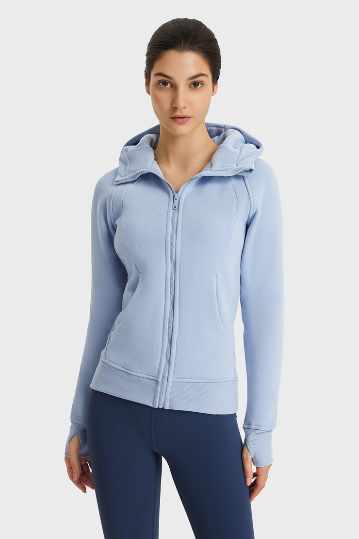 Zip Up Seam Detail Hooded Sports Jacket - Ruby's Fashion