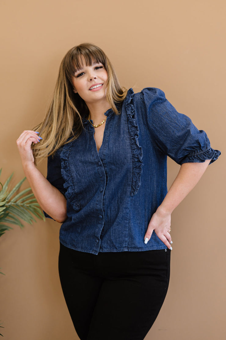 Sweet Generis Be True Full Size Run Denim Top - Ruby's Fashion