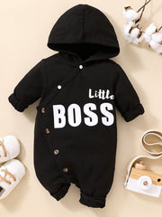 Baby LITTLE BOSS Graphic Hooded Jumpsuit - Ruby's Fashion