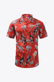 Printed Button-Up Beach Shirt