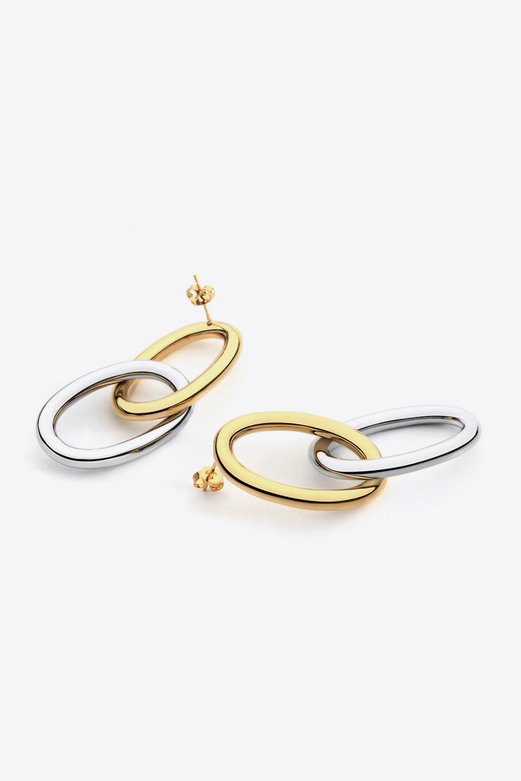 Two-Tone Double Hoop Earrings - Ruby's Fashion