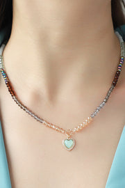 Heart Pendant Beaded Necklace - Ruby's Fashion