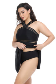 Plus Size Handkerchief-Hem Swim Dress and Bottoms Set - Ruby's Fashion