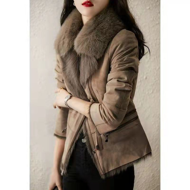 Women's Short Warm Thickened Jacket With Fur - Ruby's Fashion