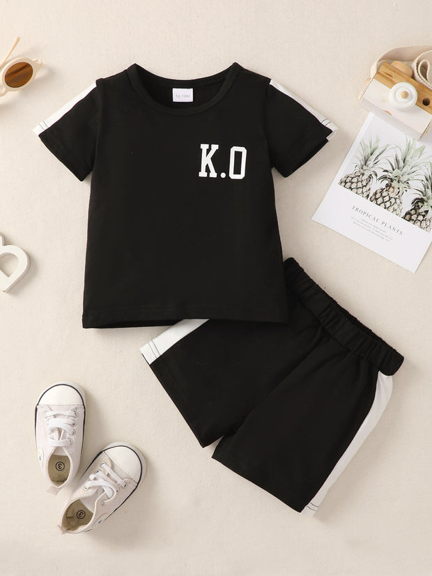 Boys Letter Graphic T-Shirt and Shorts Set - Ruby's Fashion