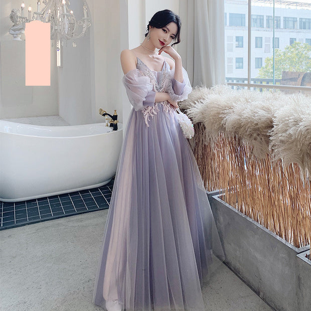 Xianqi Slim And Thin Sisters Queen's Bridesmaid Dress - Ruby's Fashion