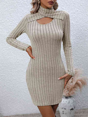 Long Sleeve Ribbed Sweater Dress