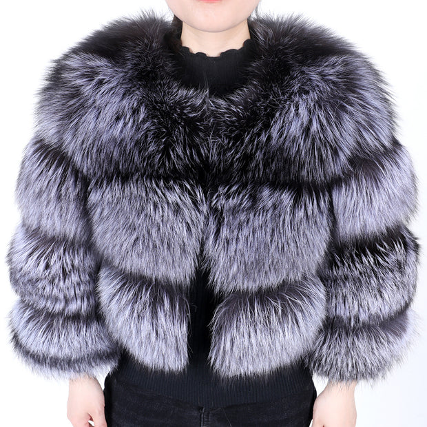 New Fur Coat Thickened Fox Fur Stitching Coat - Ruby's Fashion