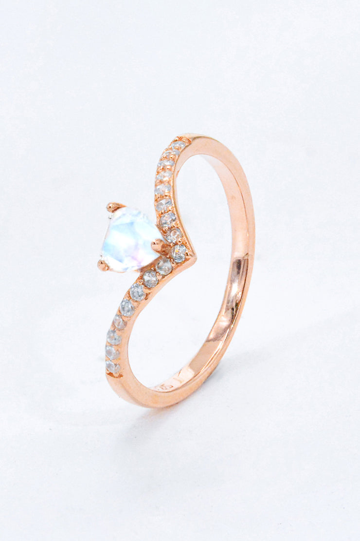 Moonstone Heart-Shaped Ring - Ruby's Fashion