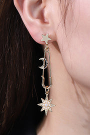 Inlaid Pearl Star and Moon Drop Earrings - Ruby's Fashion