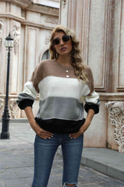 Color Block Round Neck Sweater