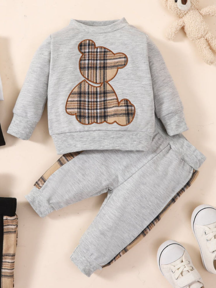 Baby Bear Graphic Sweatshirt and Joggers Set - Ruby's Fashion