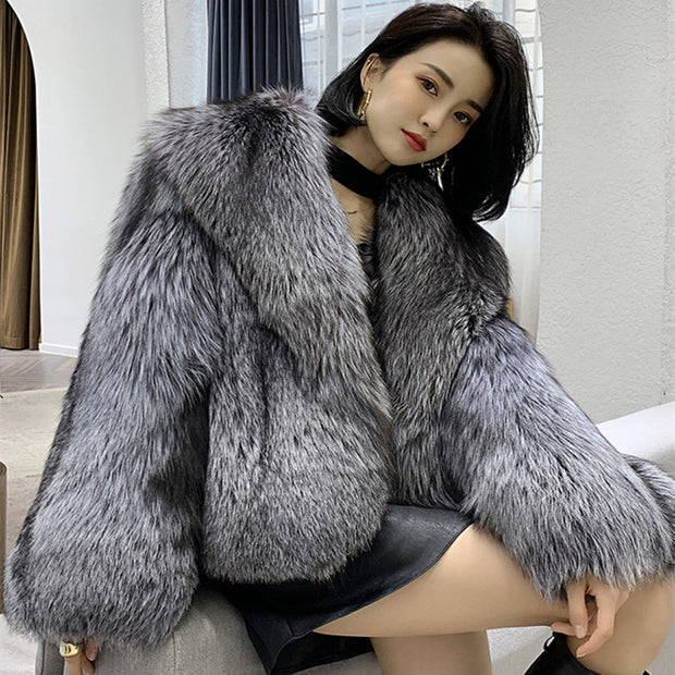 Women's Short Faux Fox Fur Coat - Ruby's Fashion