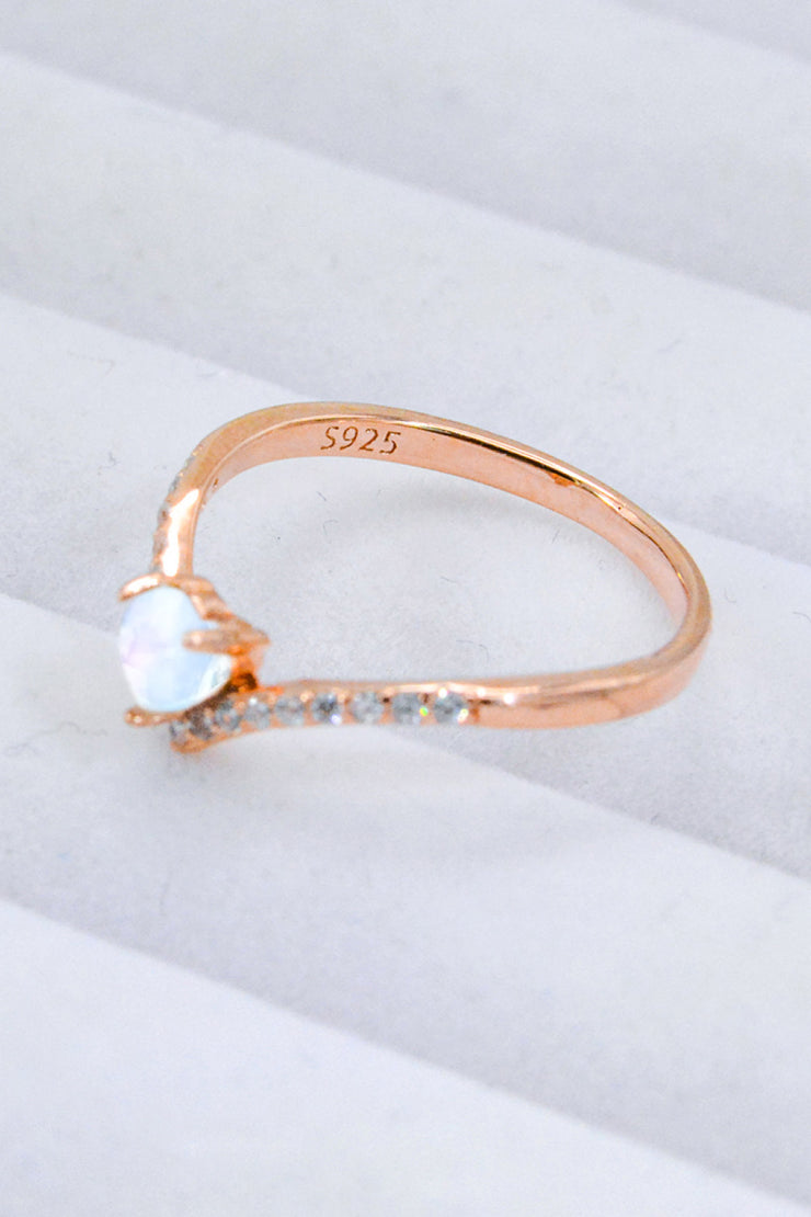 Moonstone Heart-Shaped Ring - Ruby's Fashion