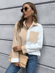 Color Block Button Down Shirt - Ruby's Fashion