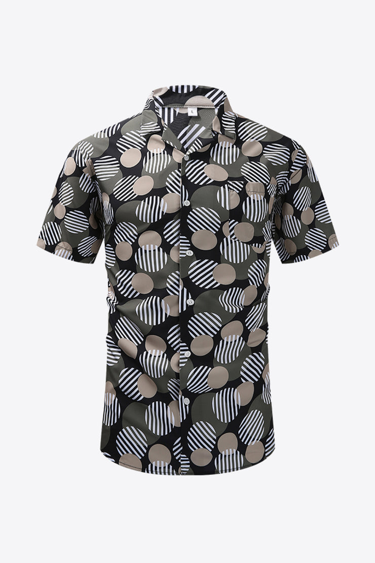 Printed Button-Up Beach Shirt