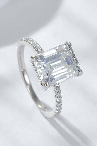 Emerald Cut 4 Carat Moissanite Side Stone Ring - Ruby's Fashion