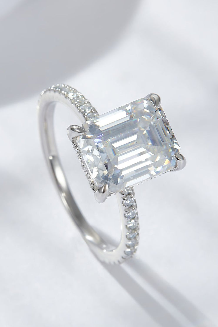 Emerald Cut 4 Carat Moissanite Side Stone Ring - Ruby's Fashion