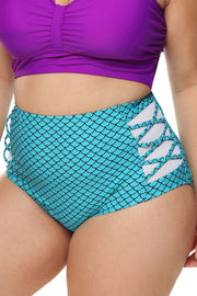 Fish Scale Plus Size Swim Bottom (Bottom Only) - Ruby's Fashion