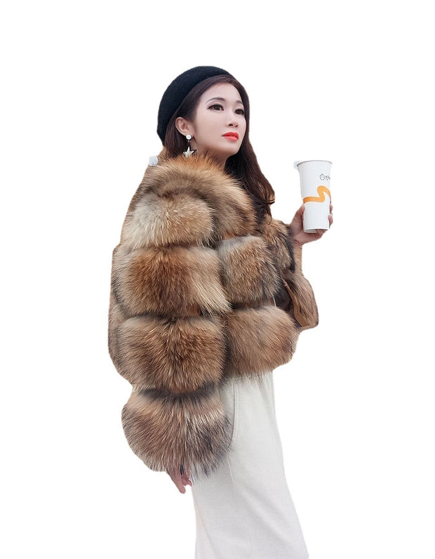 New Fur Coat Thickened Fox Fur Stitching Coat - Ruby's Fashion