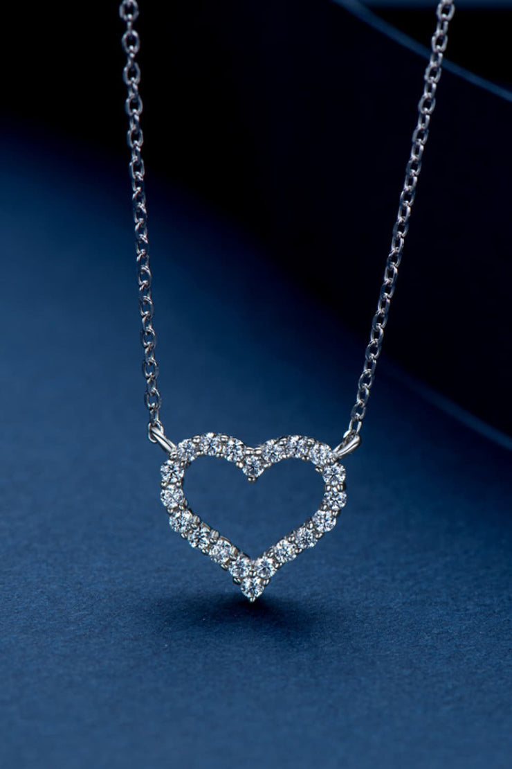 Moissanite Platinum-Plated Heart Necklace - Ruby's Fashion