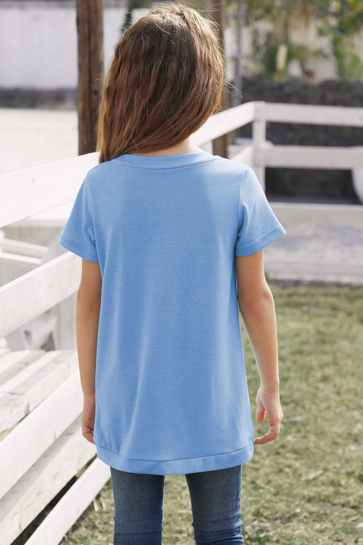 Girls Buttoned Tulip Hem T-Shirt - Ruby's Fashion