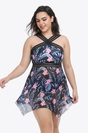 Plus Size Handkerchief-Hem Swim Dress and Bottoms Set - Ruby's Fashion