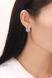 Textured Polished C-Hoop Earrings - Ruby's Fashion