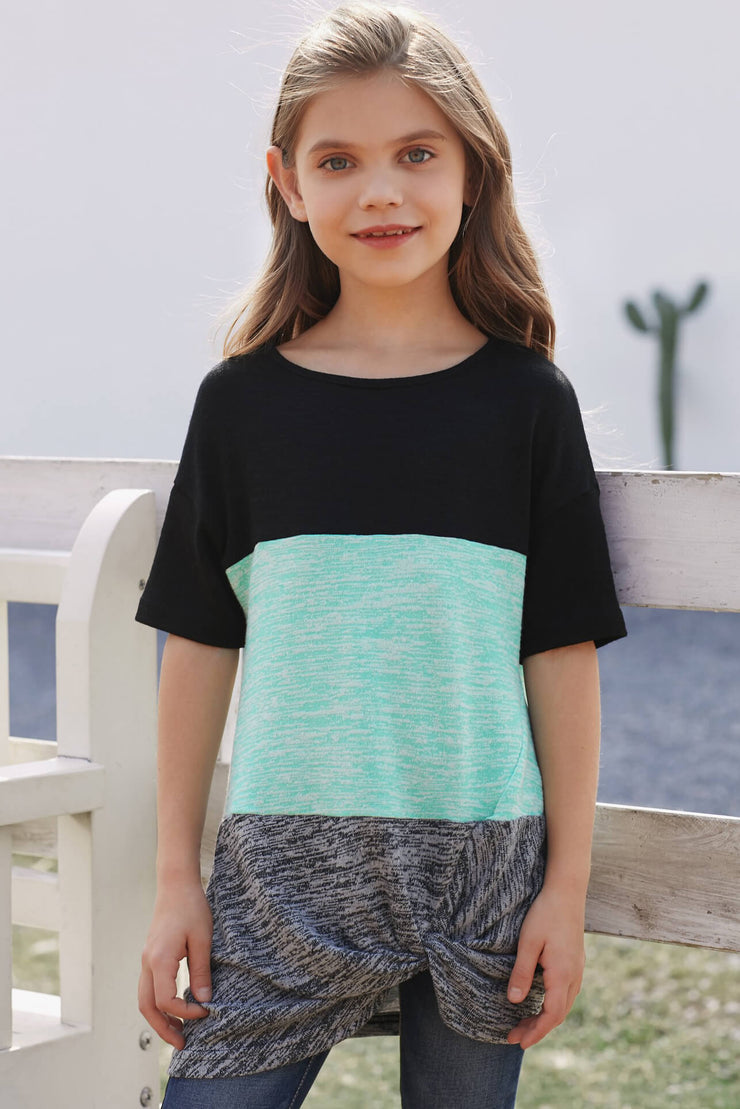 Girls Color Block Twisted Tunic Tee - Ruby's Fashion