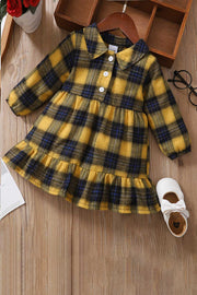 Girls Plaid Ruffled Shirt Dress - Ruby's Fashion