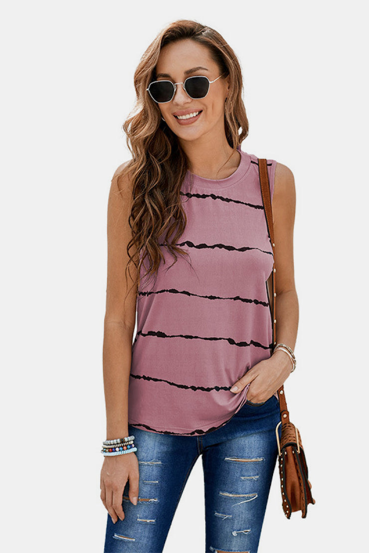 Striped Color Block Tank Top - Ruby's Fashion