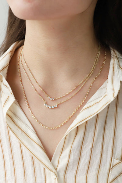 Zircon Chain-Link Necklace Three-Piece Set - Ruby's Fashion